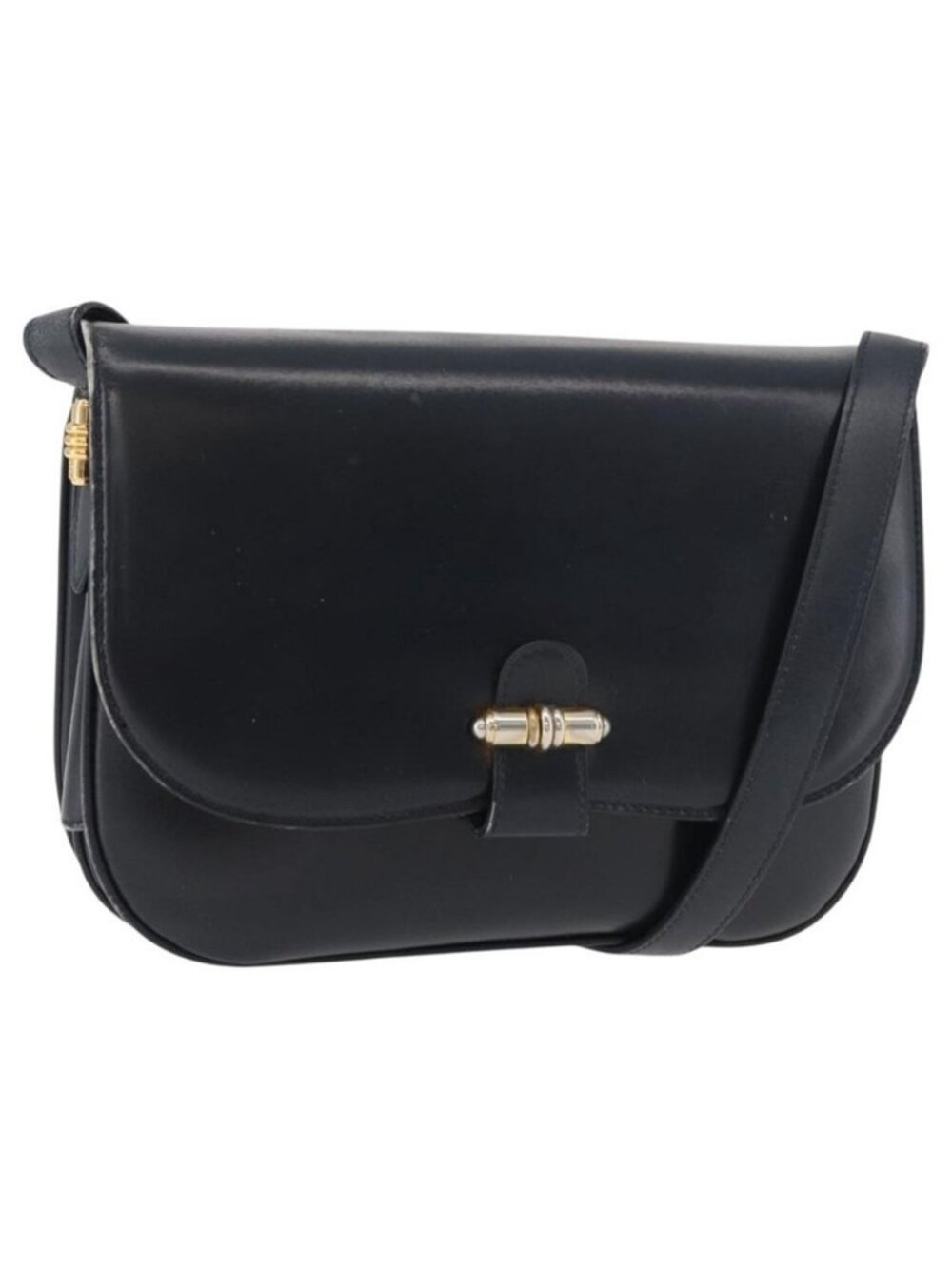 Authentic GUCCI Old Shoulder Bag Leather Black Gold 001 406 0621